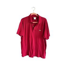 Lacoste Mens Red Pique Short Sleeve Collared Casual Golf Polo Shirt Size 6